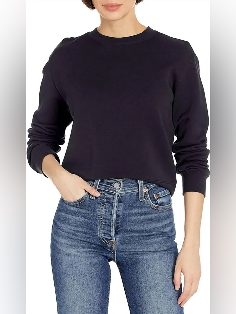 Vince Black Essential Shrunken Crewneck Sweatshirt S
